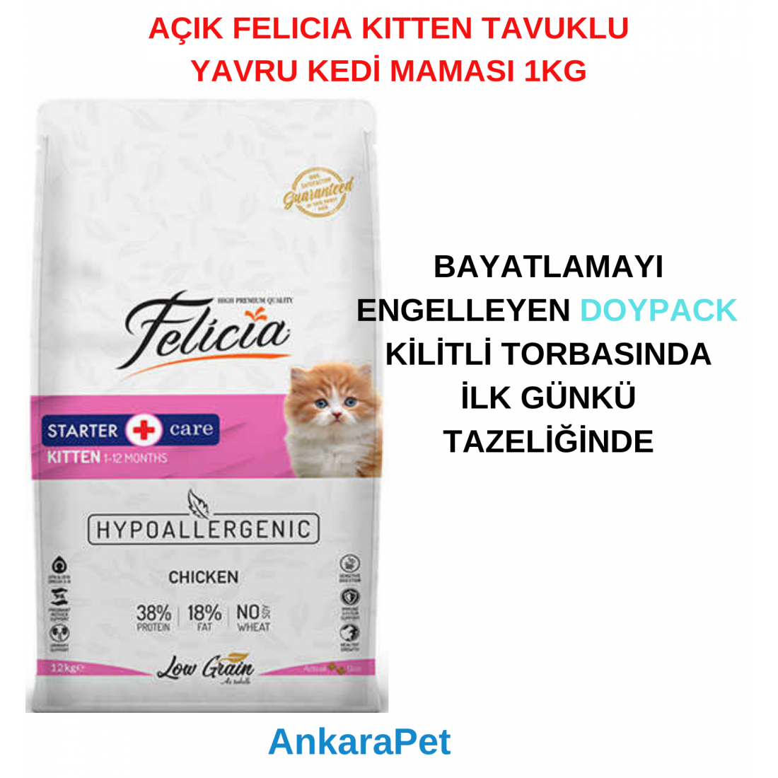 Felicia Tavuklu ve Hamsili Yavru Kitten Kedi Maması 1 kg AÇIK